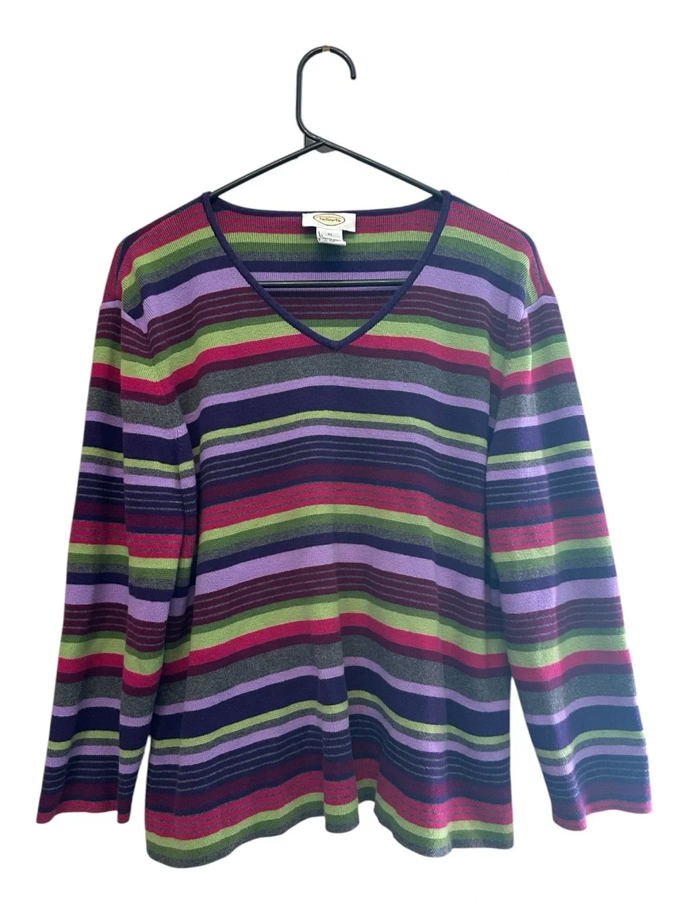 Vintage Y2K Talbots Grunge/Skater Vibes Striped V-Neck Sweater XL